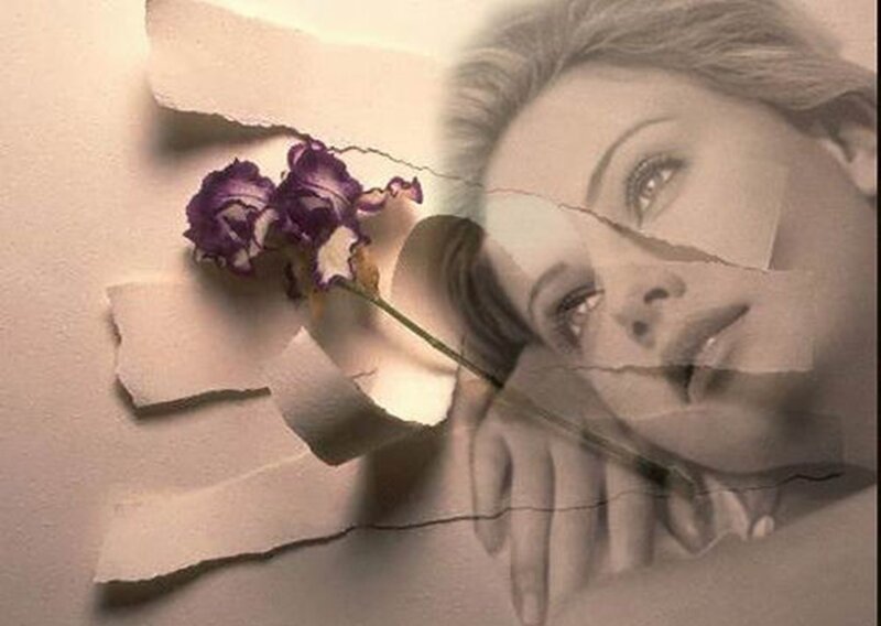 Woman with Purple Flower — Beige