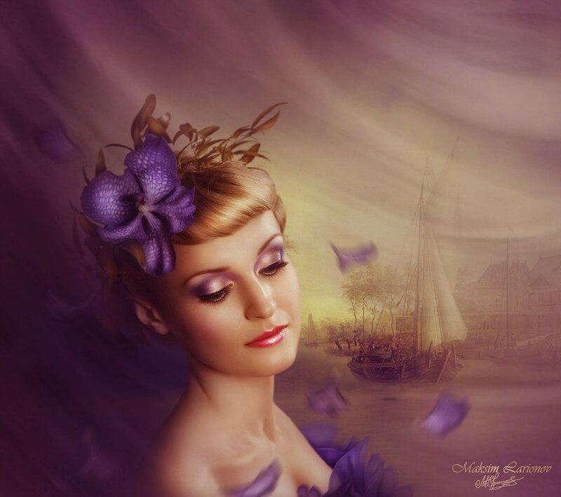 Woman with Purple Flower — Dreamy