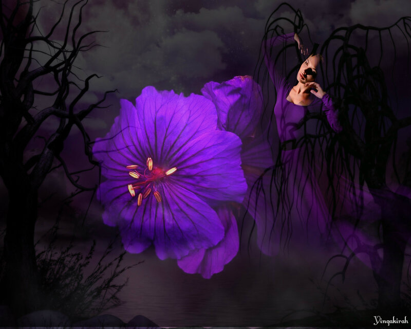 Woman with Purple Flower — Mystical