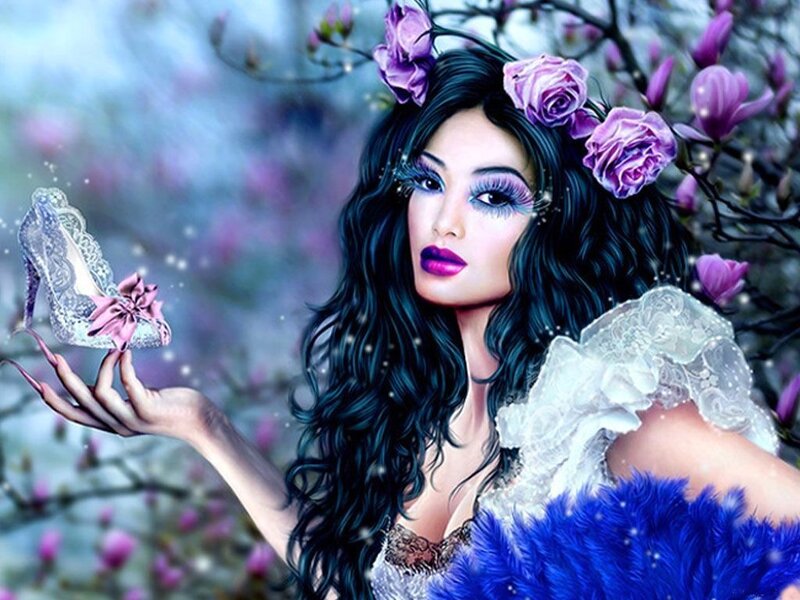 woman with purple flowers