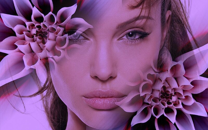 woman with purple flowers