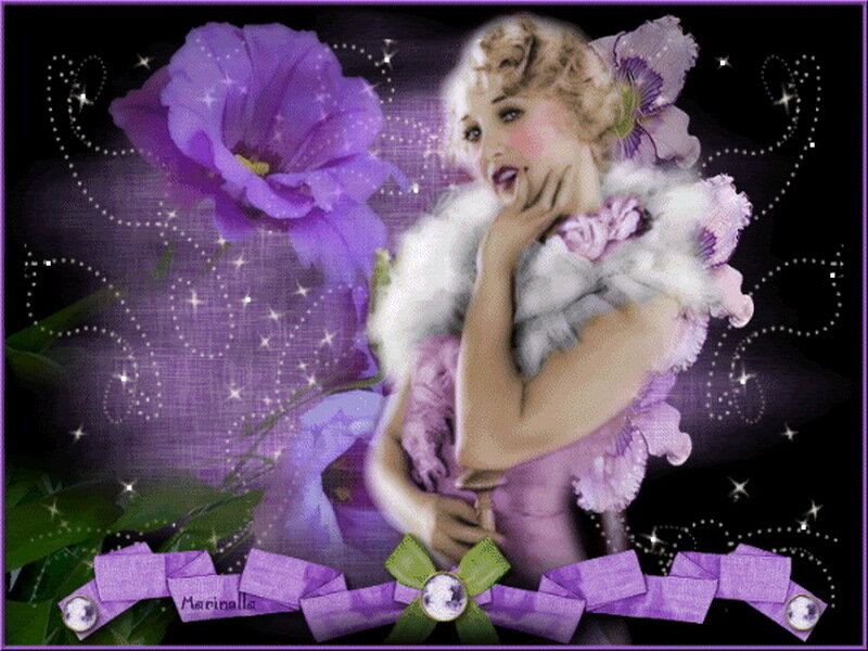 woman with purple flowers