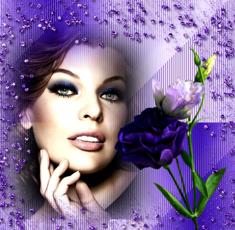 Woman with Purple Flowers — Dramatic, Digital Art, Makeup