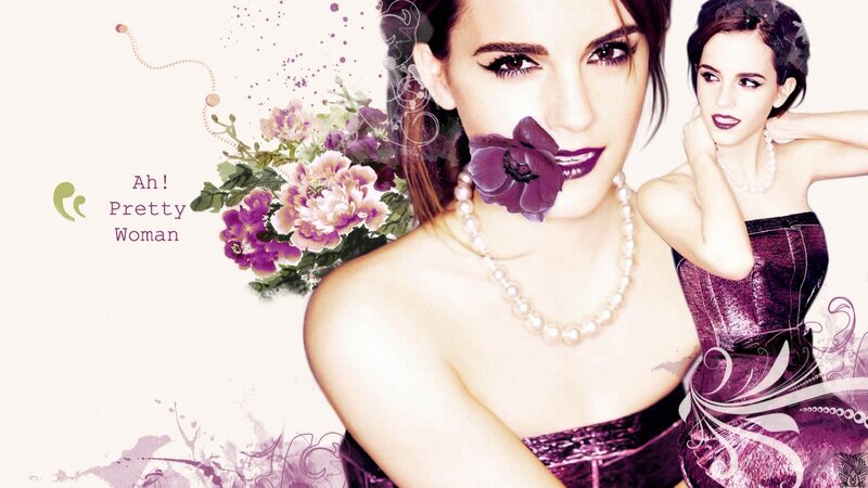 Woman with Purple Flowers — Dramatic, Illustration