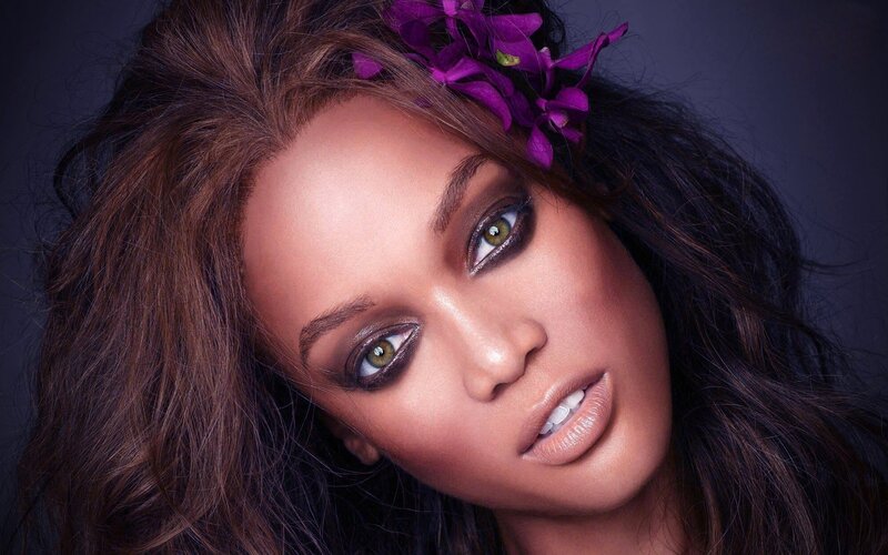 Woman with Purple Flowers — Dramatic, Photograph, Makeup