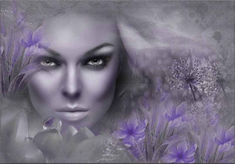 Woman with Purple Flowers — Dreamy