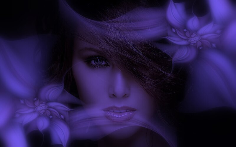 Woman with Purple Flowers — Mysterious