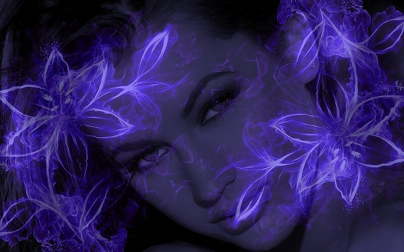 Woman with Purple Flowers — Mystical