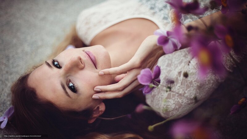 woman with purple flowers