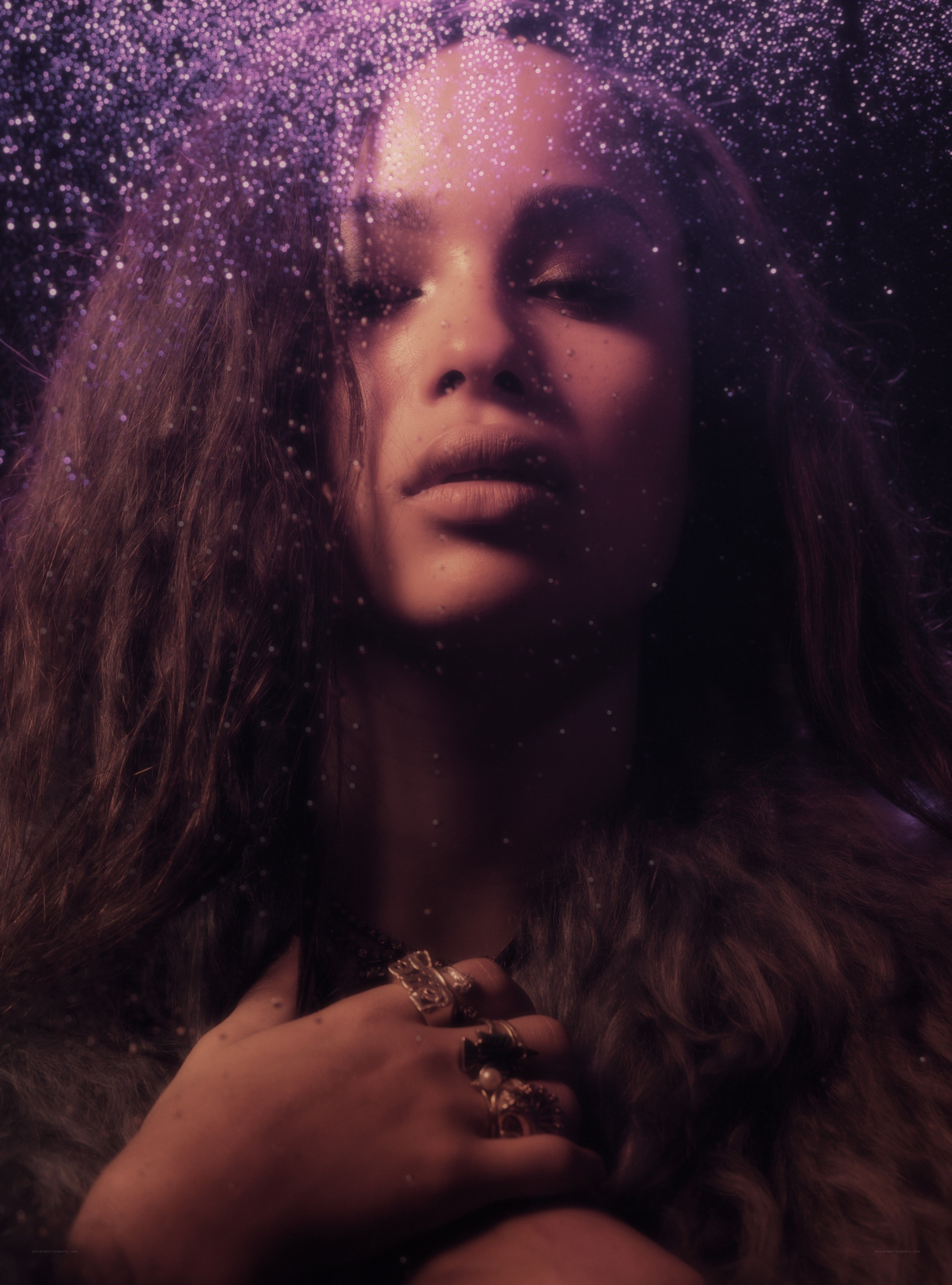 woman with purple glitter