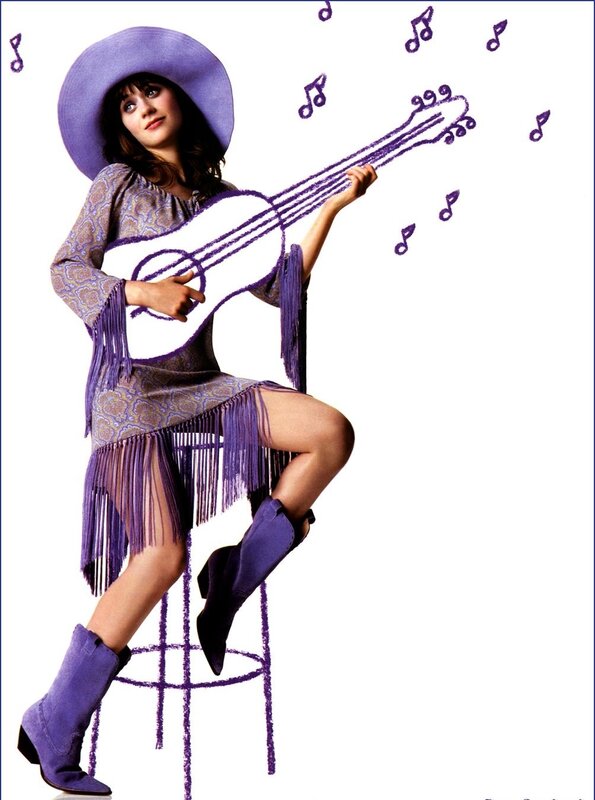 woman with purple guitar