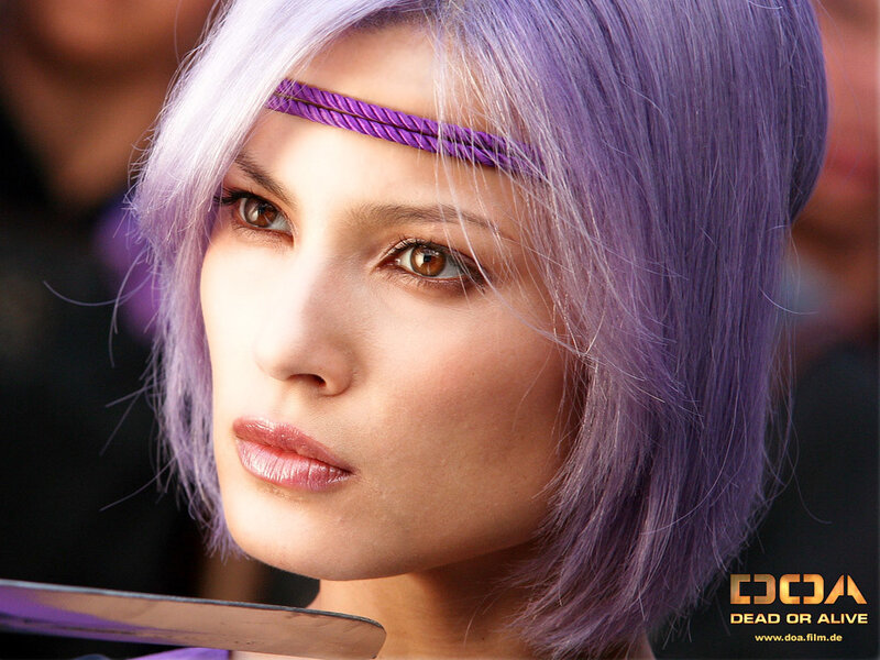woman with purple hair and headband
