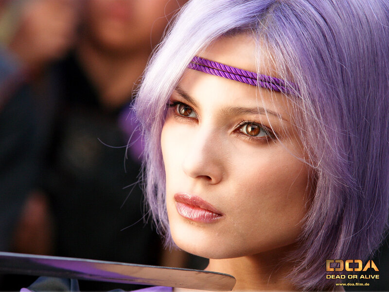 Woman with purple hair and headband