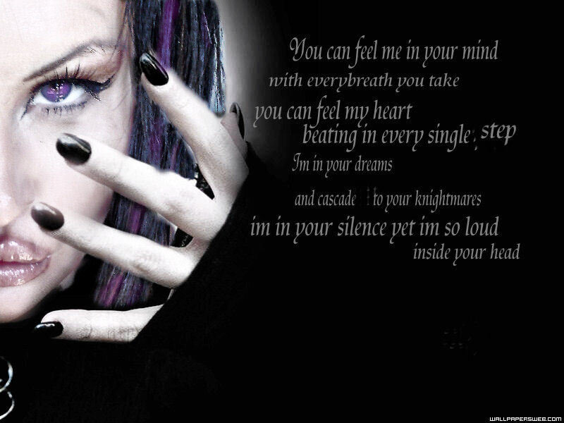 woman with purple hair and lyrics
