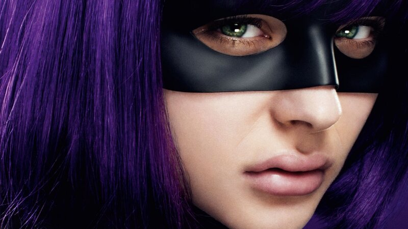 woman with purple hair and mask