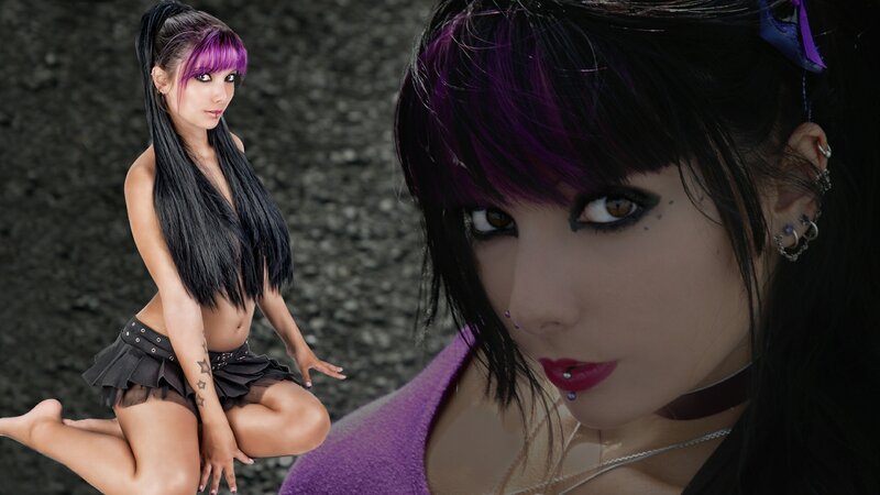 Woman with Purple Hair — Black, Dramatic, Photograph