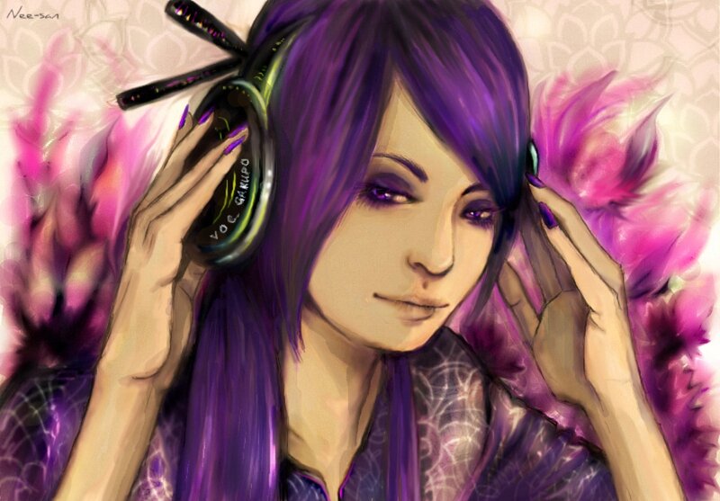 Woman with Purple Hair — Calm, Digital Art