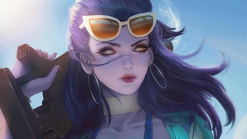 Woman with Purple Hair — Confident, Afternoon