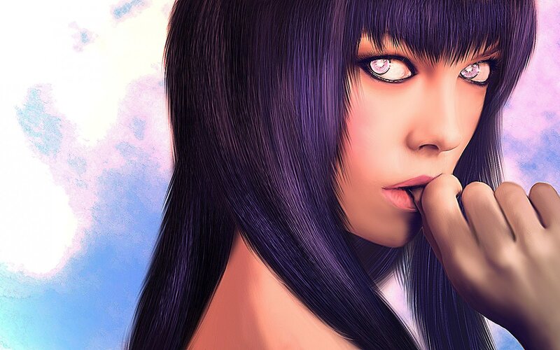 Woman with Purple Hair — Dramatic, Anime