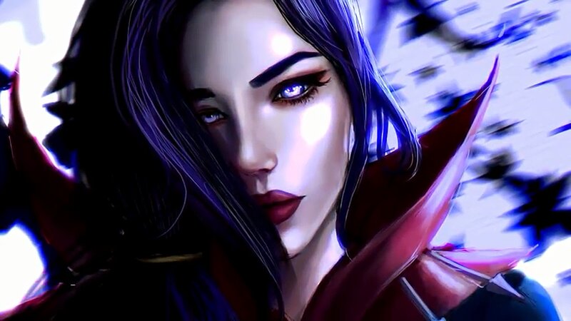 Woman with Purple Hair — Dramatic, Digital Art, Red Cloak