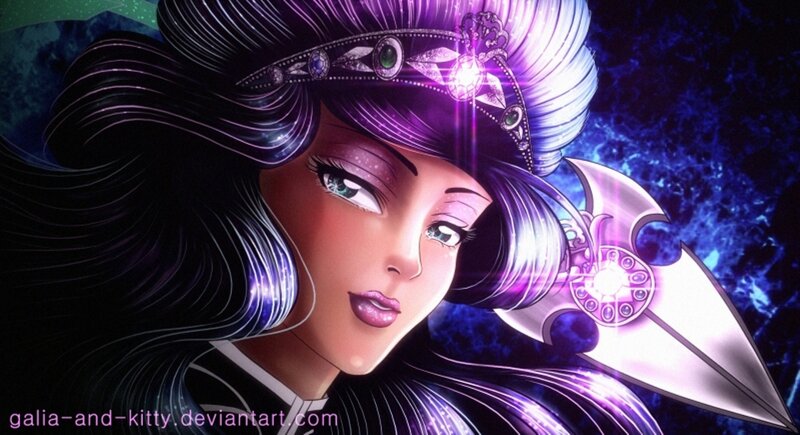 Woman with Purple Hair — Dramatic, Night, Digital Art, Crown
