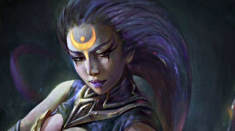 Woman with Purple Hair — Dramatic, Night, Digital Art, Face Paint