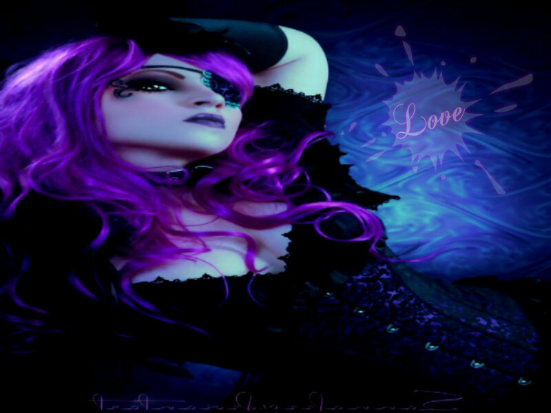 Woman with Purple Hair — Dramatic, Night, Digital Art, Purple Hair