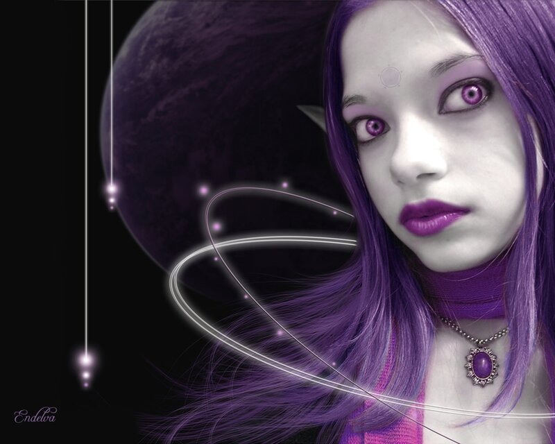 Woman with Purple Hair — Dramatic, Night