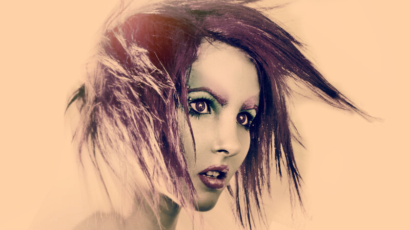 Woman with Purple Hair — Dramatic, Photograph, Eyes, Makeup