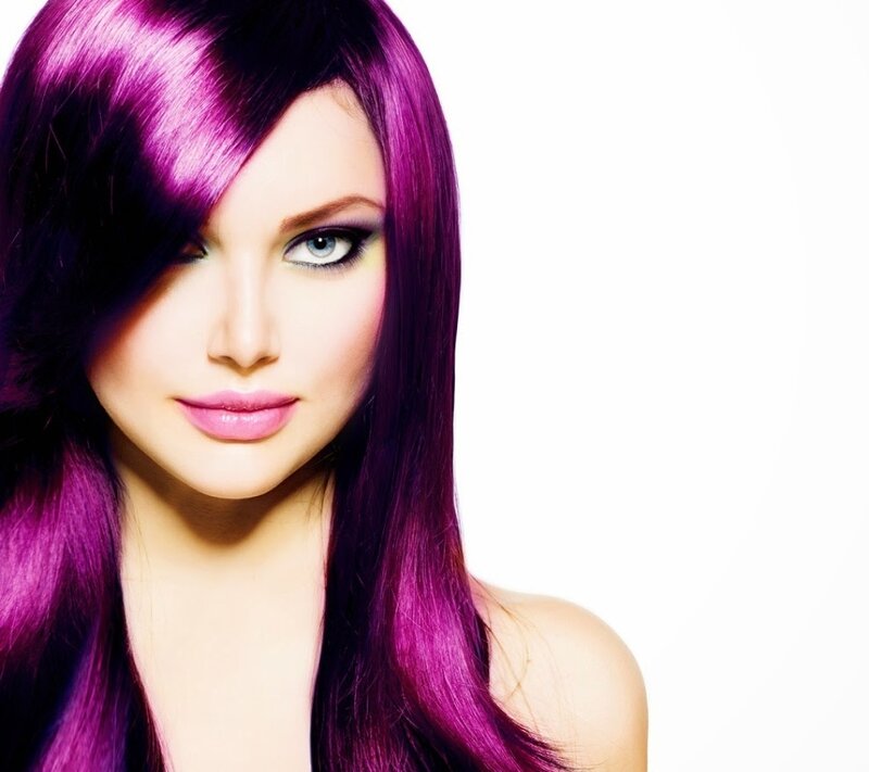 Woman with Purple Hair — Dramatic, Photograph, Makeup, Eyes