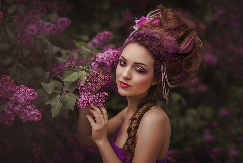 Woman with Purple Hair — Dramatic, Spring