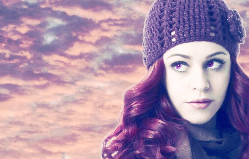 Woman with Purple Hair — Dramatic, Sunset, Photograph