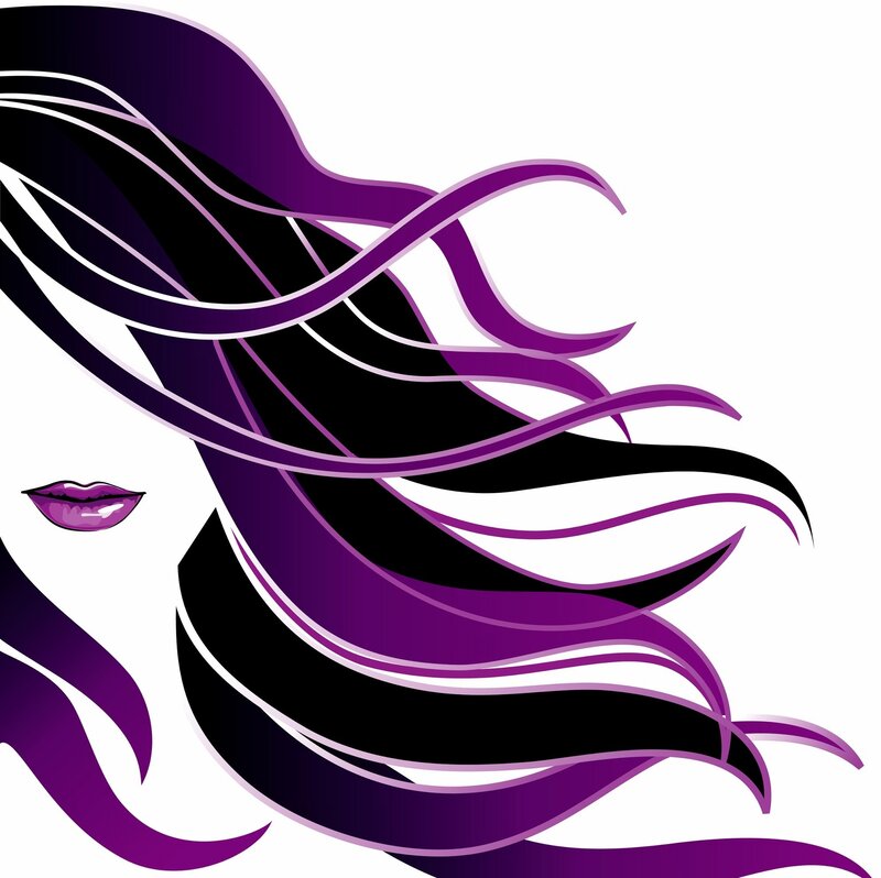 Woman with Purple Hair — Dramatic, Vector Art