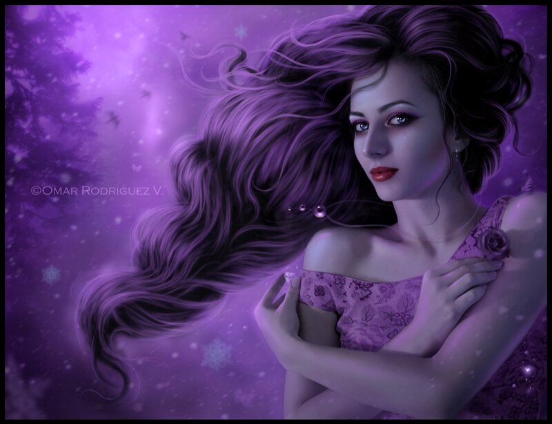 Woman with Purple Hair — Dreamy, Winter