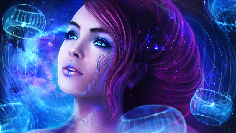 Woman with Purple Hair — Ethereal, Night