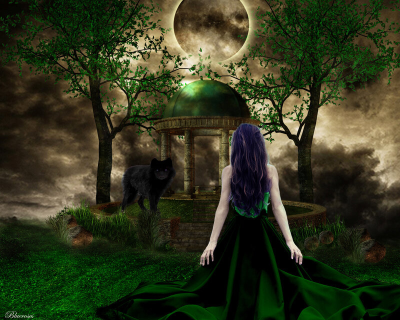 Woman with Purple Hair — Green, Dramatic