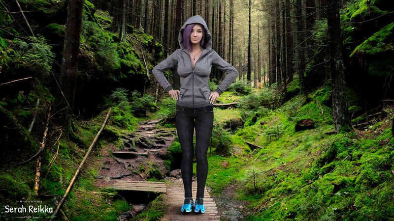 Woman with Purple Hair — Green, Serene
