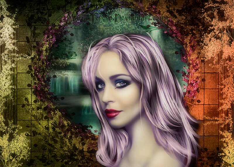 Woman with Purple Hair — Mystical, Digital Art