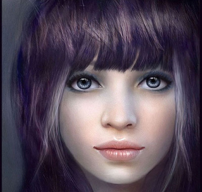 Woman with Purple Hair — Neutral, Digital Art