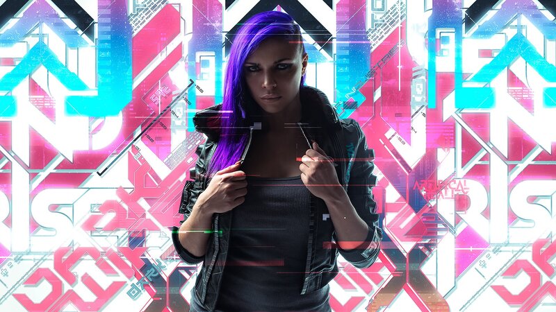 Woman with Purple Hair — Pink, Dramatic, Digital Art