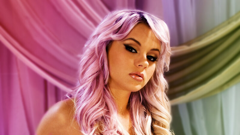 Woman with Purple Hair — Pink, Dramatic, Photograph