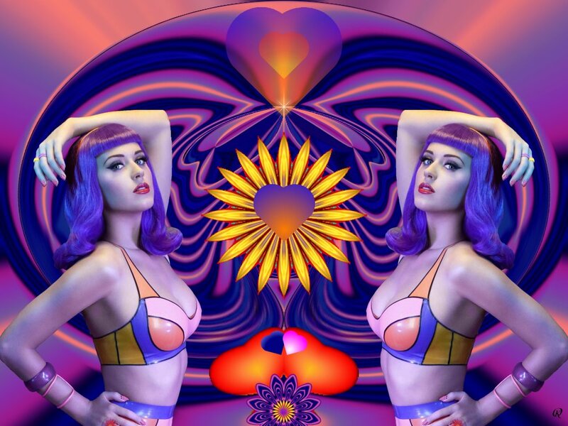Woman with Purple Hair — Psychedelic, Digital Art, Heart