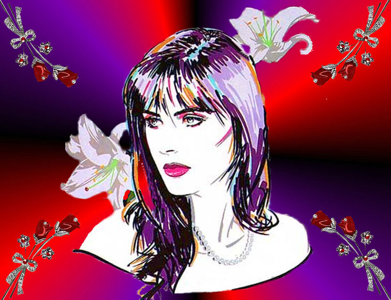 Woman with Purple Hair — Red