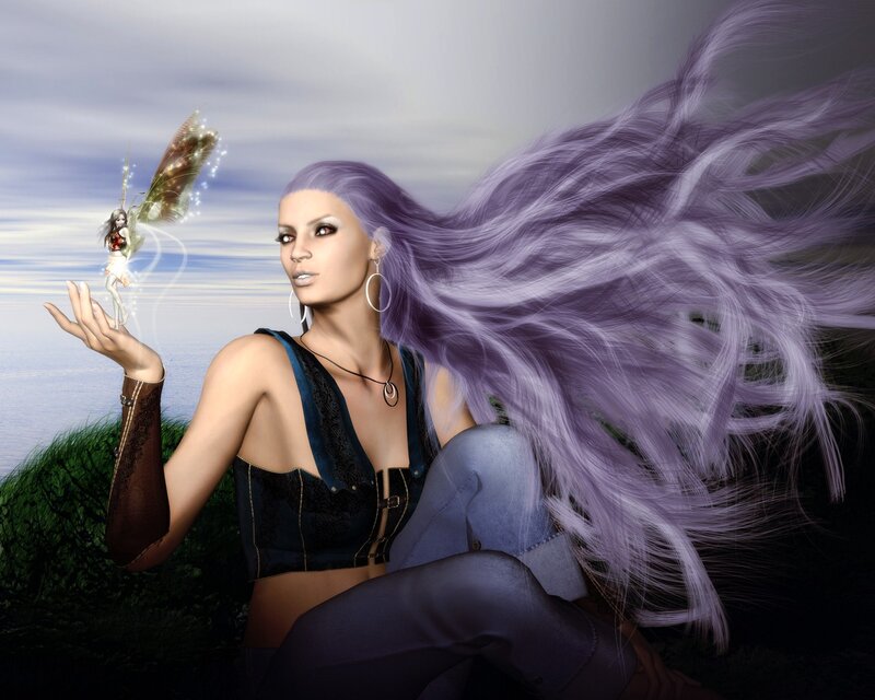 Woman with Purple Hair — Serene, Afternoon