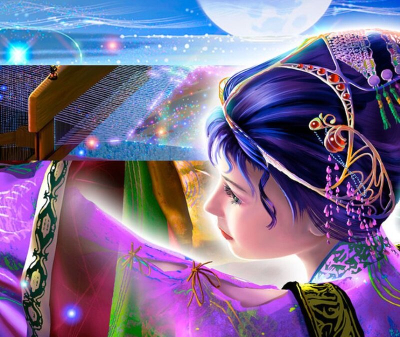 Woman with Purple Hair — Serene, Mystical
