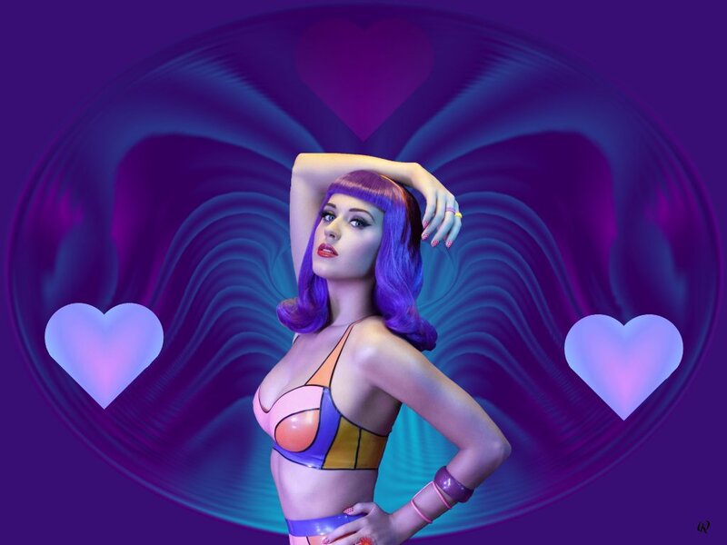 Woman with Purple Hair — Vibrant, Retro