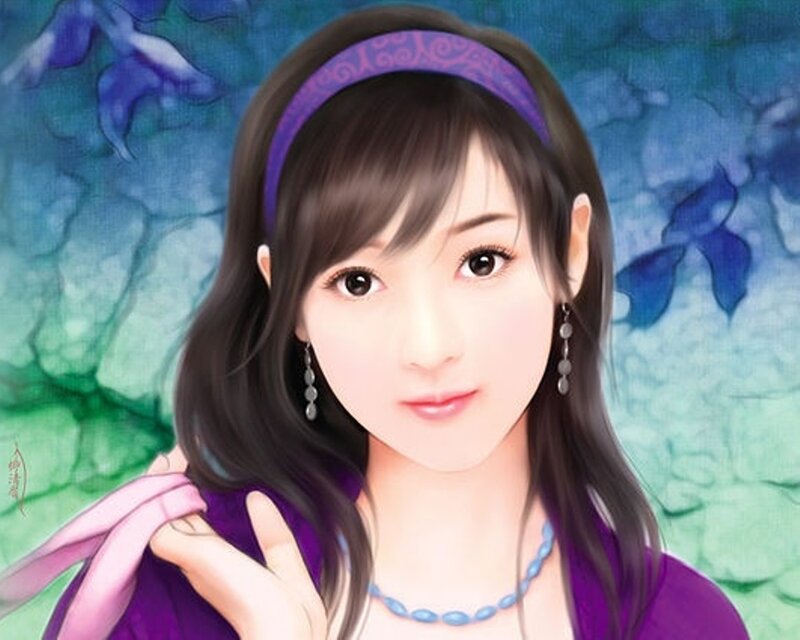 woman with purple headband