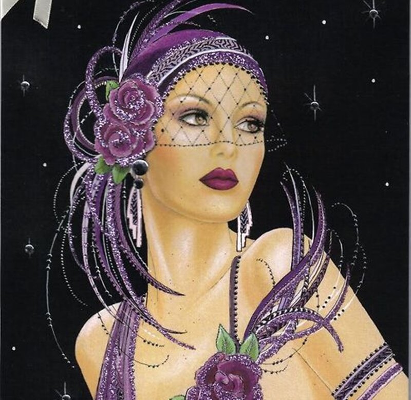 Woman with Purple Headpiece