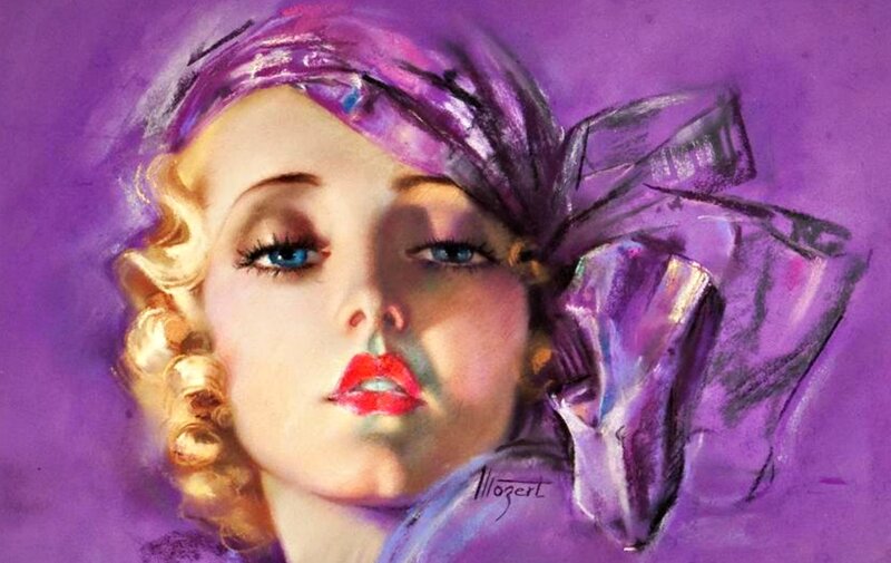 Woman with Purple Headscarf — Dramatic, Illustration