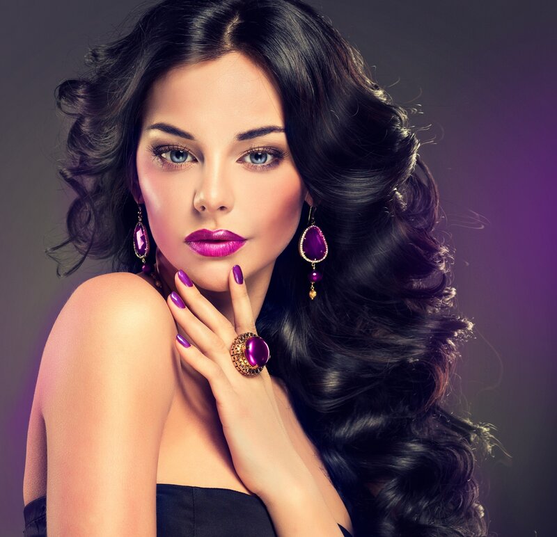 Woman with Purple Jewelry — Dramatic